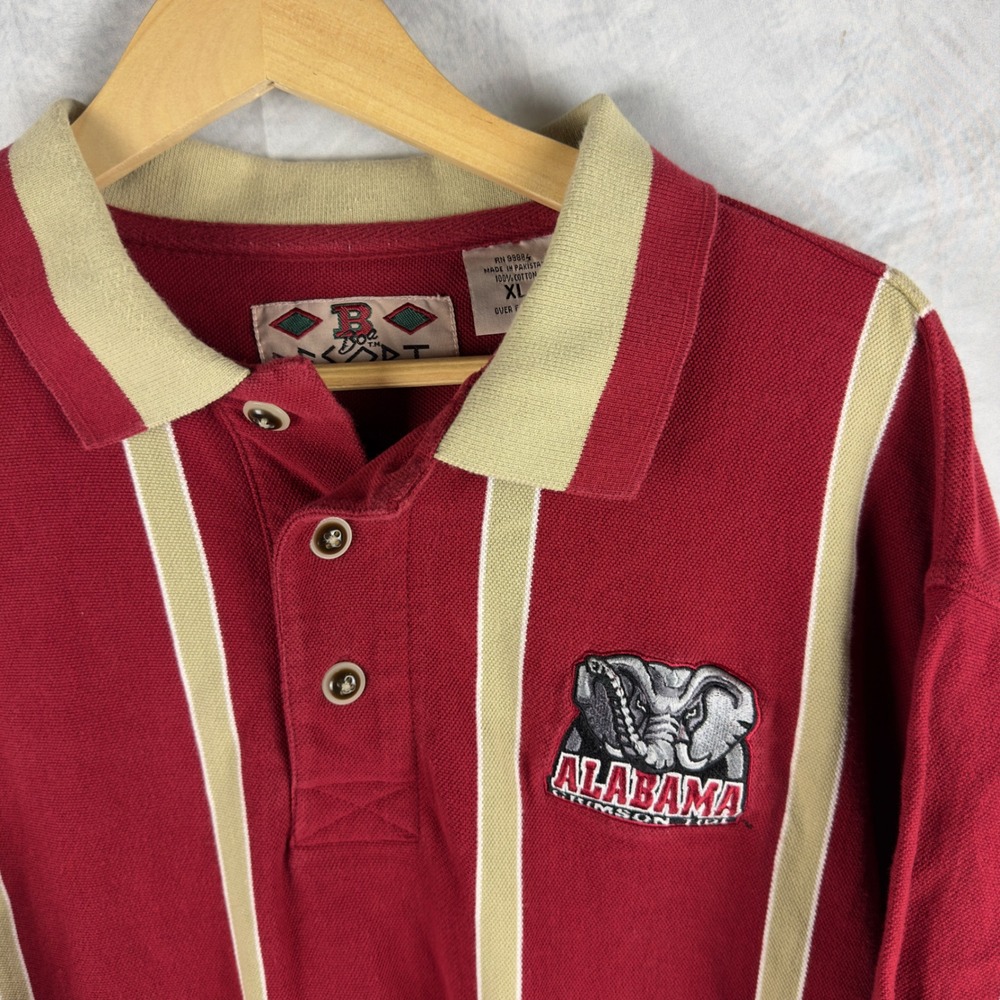 Boa Resort Alabama Crimson Tide Polo Shirt Mens XL Red Striped Cotton Pique
